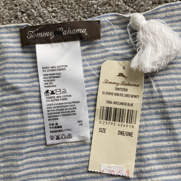 Tommy Bahama Striped Yarn Dye Lurex Infinity Scarf - Picture 6 of 6